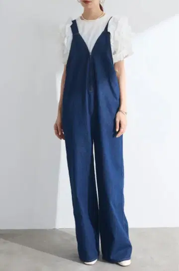 다크 블루 데님 멜빵바지