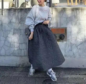 링커블 퀼트 데님 스커트 새상품