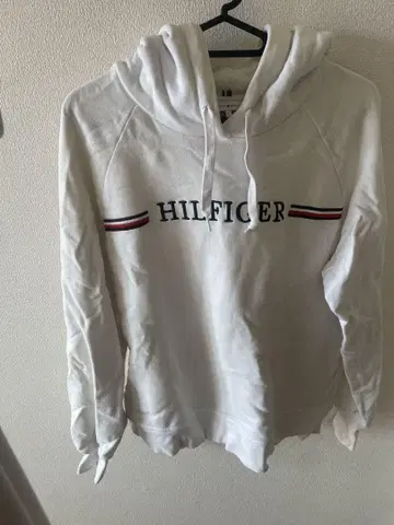 HILFIGER 화이트 후드 부착 후드티