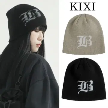 KIXI 로고 니트 모자 블랙