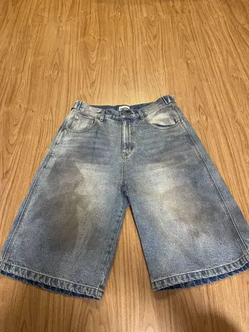 9090 데님 하프 팬츠 로고 자수