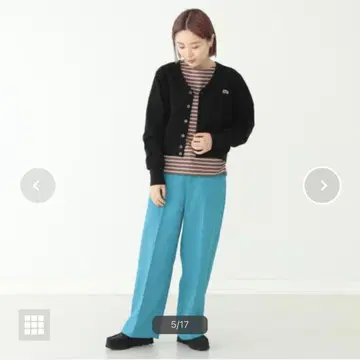 LACOSTE x BEAMS BOY 별주 블랙 크롭 가디건 36