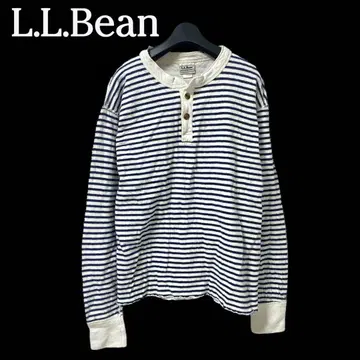 USA L.L.Bean/ 헨리넥 긴팔 보더 티셔츠 M m946