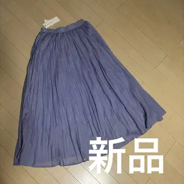 메랑클루주 연보라 와셔 플리츠 롱 스커트