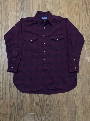Pendleton 50년대 40년대 버건디 플란넬 셔츠 vintage