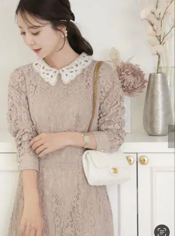 레이스 포멀 원피스 긴팔 le reve vaniller