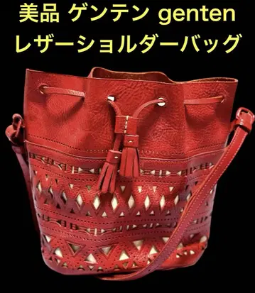 새상품급 genten 겐텐 숄더백 가죽 컷워크