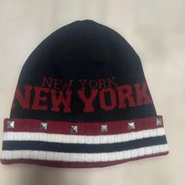 NEW YORK 니트 모자 스터드 부착