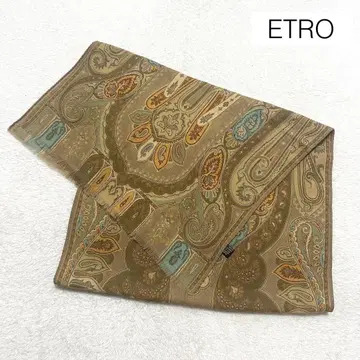 ETRO 페이즐리 무늬 울 실크 스톨 숄 브라운 계열