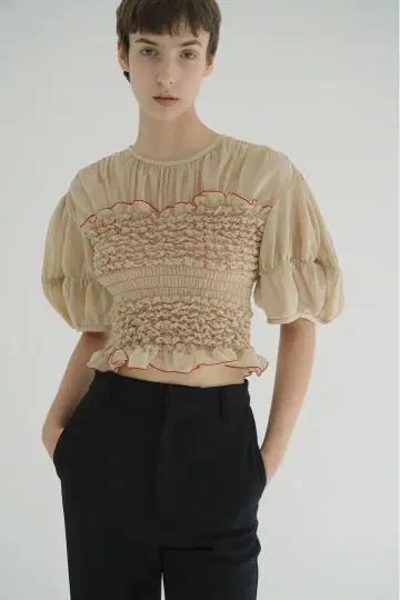CLANE COLOR STITCHED SHIRRING TOPS