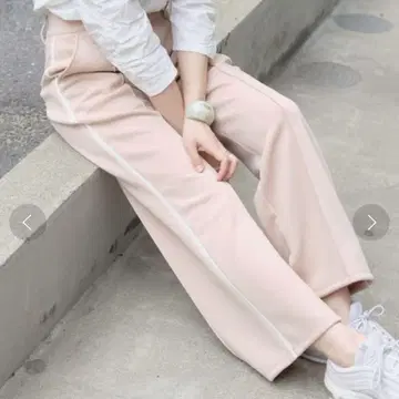 Kastane 저지 슬랙스 라인 팬츠 핑크