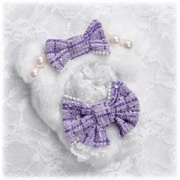 인형 의류 10cm~11cm 보라색 곰돌이 귀 트위드