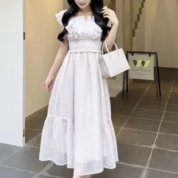안미르 깅엄 프릴 OP 핑크