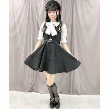 ROJITA 벨트 페플럼 플레어 반팔 원피스