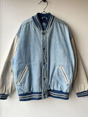 basic editions 바시티 자켓 데님 자켓 구제 의류