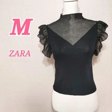ZARA 블랙 슬리브리스 상의 M 니트 상의 티셔츠