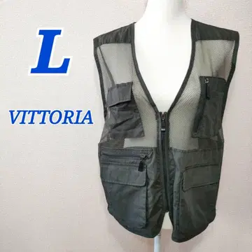 VITTORIA 낚시용 조끼 L 그린 낚시 베스트 남성용 캠핑