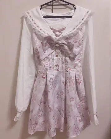 리즈리사 lizlisa Sewing Bear 패턴 셋업 화이트
