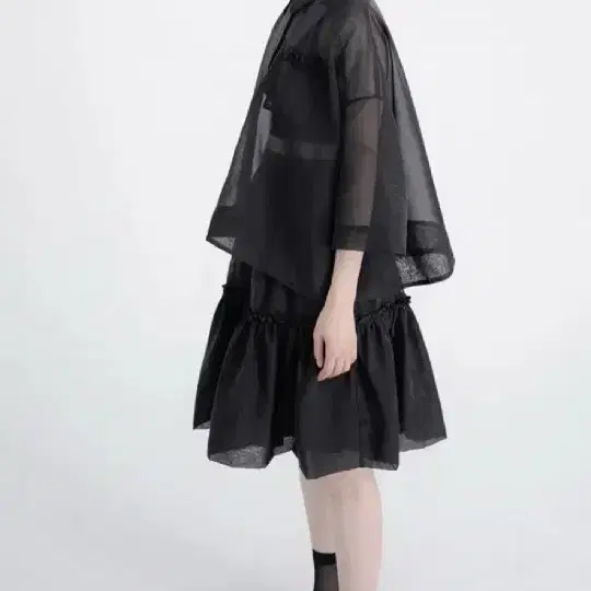 Miseki Seoul Shirring Ruffle Midi Skirt Black #미세키서울