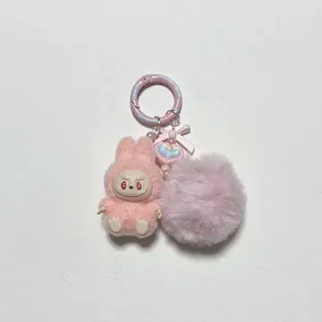 라부부 봉제 인형 미니 키링 핑크 하트 포함