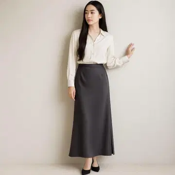 [새상품급] IENA 이에나 롱 스커트 38 차콜 그레이 L 상당