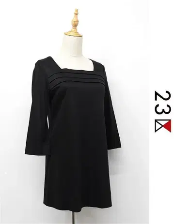 I344/새상품급 23구 블라우스 티셔츠 스퀘어넥 7부 소매 40 블랙