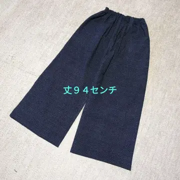 구루메 가스리 와이드 팬츠. 킷코 패턴