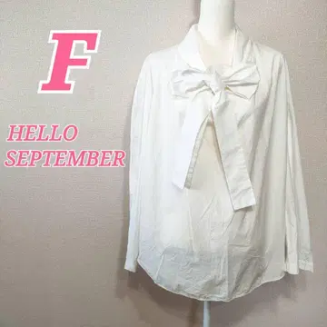 HELLO SEPTEMBER 화이트 긴팔 블라우스 앞 리본 캐주얼