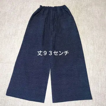 구루메 가스리 와이드 팬츠. 킷코 패턴