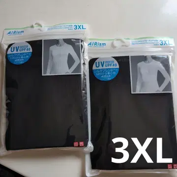 유니클로 AIRism UV컷 크루넥 T셔츠 긴팔 3XL 블랙