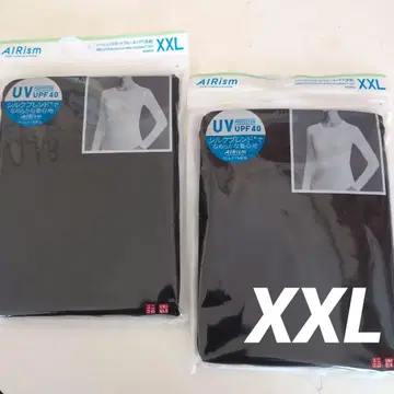 유니클로 AIRism UV컷 크루넥 긴팔 T XXL 블랙 2매 실크