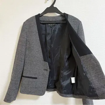 INDIVI 노카라 자켓 블랙 총 겉옷 자켓 멋스러움