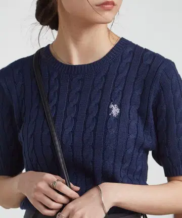 [새상품급] POLO 원포인트 반팔 니트 네이비 S 사이즈