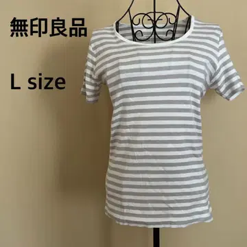 [무인양품] 보더 반팔 T셔츠/여성용/그레이/화이트/심플