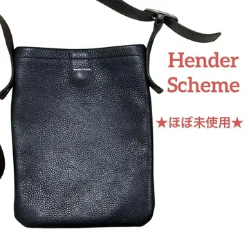 거의 미사용 Hender Scheme 벨트 백 가죽 블랙