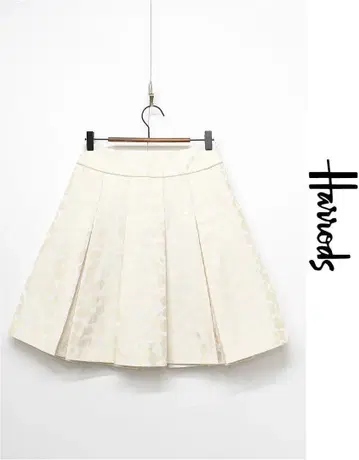 Z076/새상품급 Harrods 미디 스커트 박스 플리츠 꽃무늬 2 광택