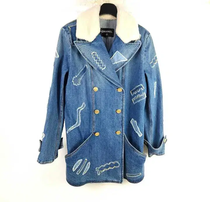 CHANEL 샤넬 40 Chanel Fur Patch Denim Coat Jacket #정품,#명품