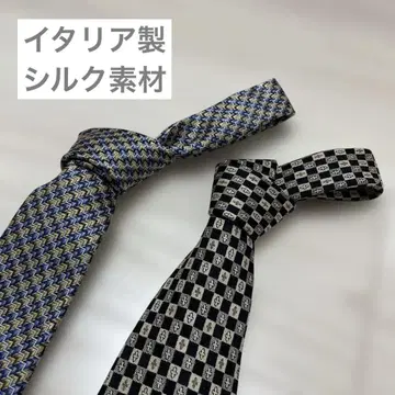 이탈리아제 실크 블루 계열 및 블랙 계열 넥타이 2세트