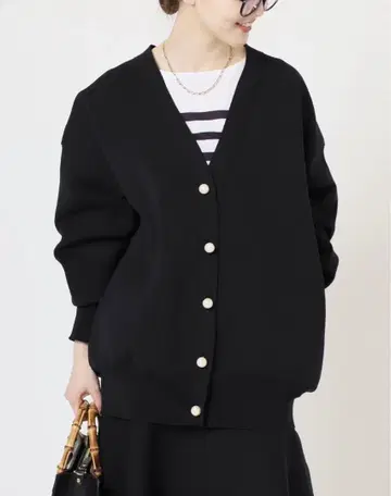 IENA 이에나 펄 버튼 밀라노 리브 V넥 가디건