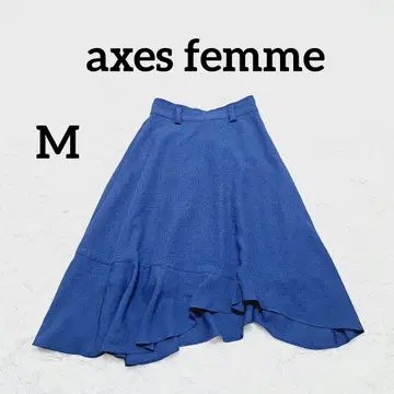 [ 엑시즈팜 ] 플레어 스커트 M 블루 덕질 언발란스 컷