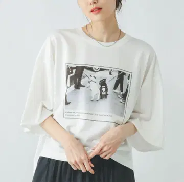 글로벌 워크 잘 마르는 스웨트 프린트 7부 소매 오프 x 포토 SHORT