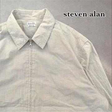steven alan DMP CHECK FULL ZIP SHIRT L