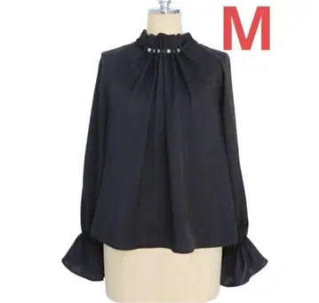 RUIRUE BOUTIQUE 웨이브 턱 펄 블라우스 M