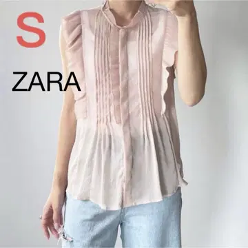 ZARA 자라 프릴 플리츠 슬리브리스 상의
