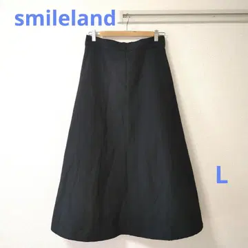 smileland 미 라인 퀼팅 플레어 롱 스커트 블랙 슬림