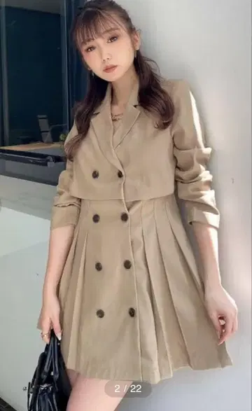 GYDA 제이다 트렌치 layer 플리츠 원피스