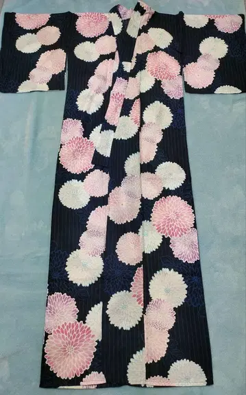 유카타 단품 꽃무늬 네이비