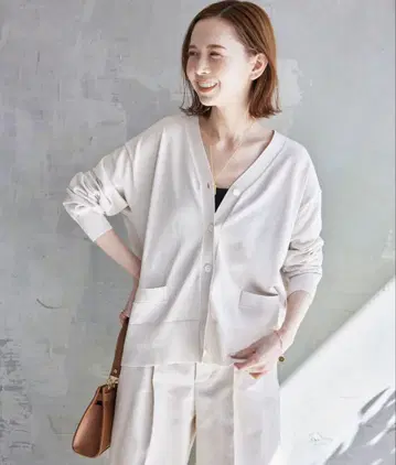 SLOBE IENA 아이스 코튼 V넥 가디건 내추럴