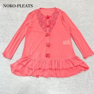 Noko Ohno 튜닉 (38) 프릴 장미 꽃무늬 레이스 페미닌 시어