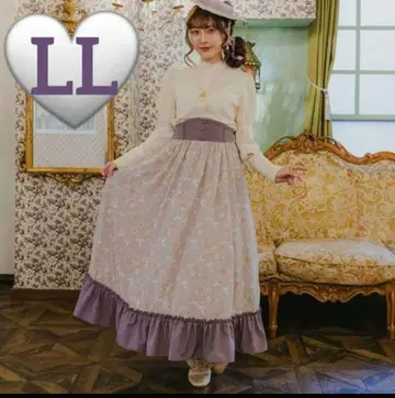 택 포함 새상품 쿠라로리 쿠루미 플레어 롱 스커트 퍼플 LL